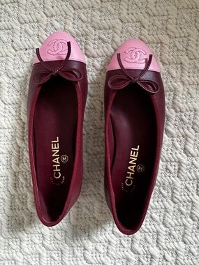 Chanel pink/burgundy ballet flats 35.5 Matthieu Blazy SS26